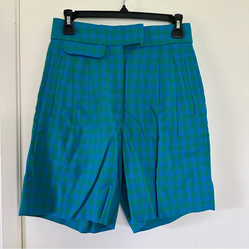 NWT Jcrew Gingham blue and green shorts